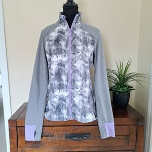 Mondetta Active Jacket Full Zip Stretch Performance Top Medium Grey Purple